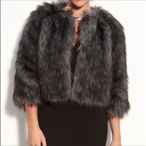 Michael Kors Faux Fur Crop Charcoal Jacket